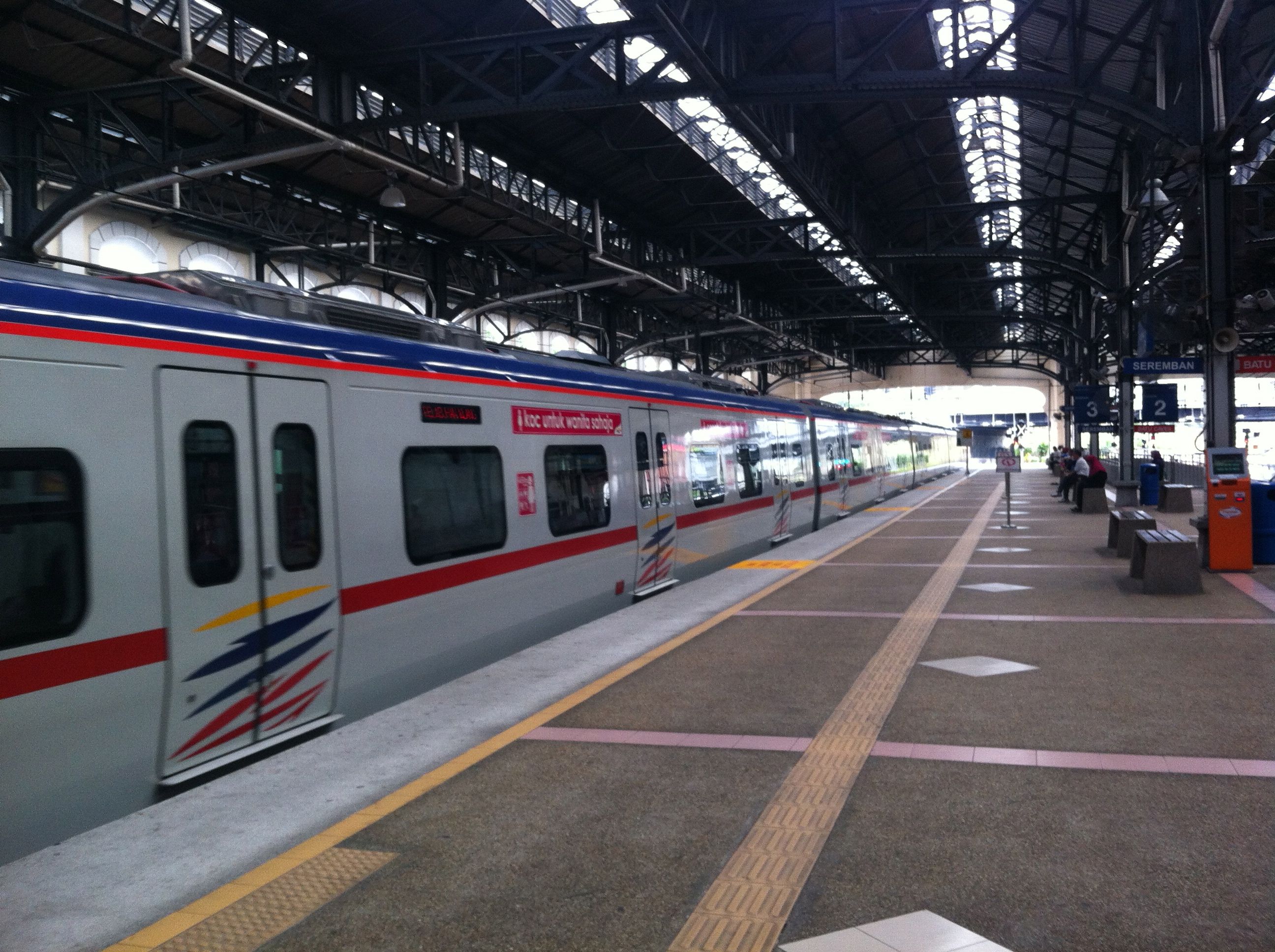 commuter train speeding away.