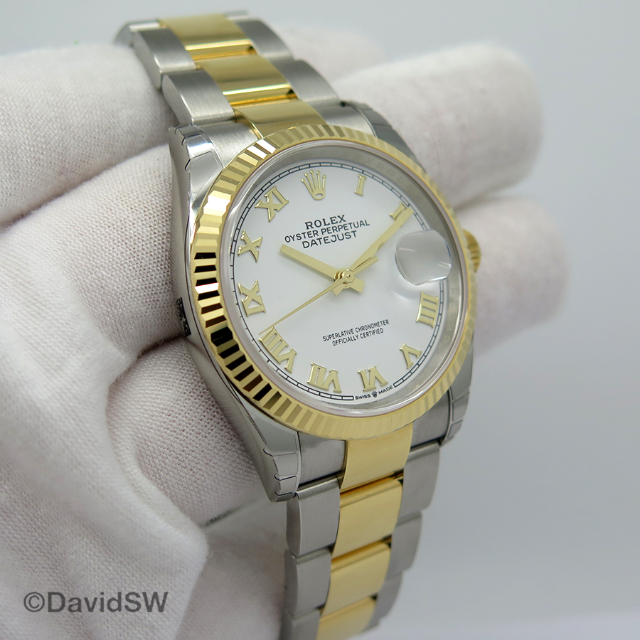 Rolex 126233 Datejust 18k Ss With White Roman Dial On Oyster Davidsw