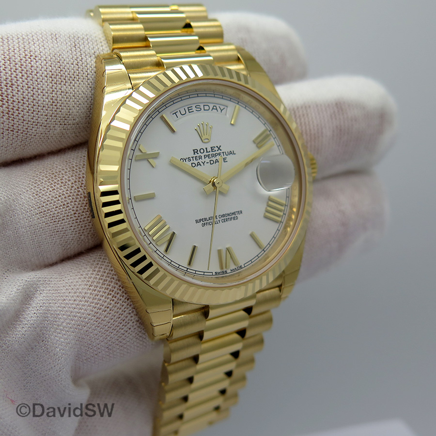 Rolex 228238 Day Date 40 18k Yellow Gold With White Roman Dial Davidsw