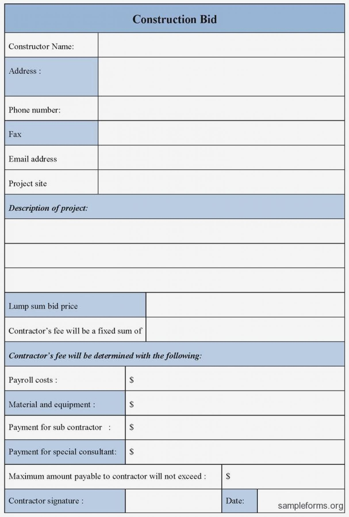 It will also show you when more cash is going out of the business than in. Construction Bid Form Excel Example of Spreadshee