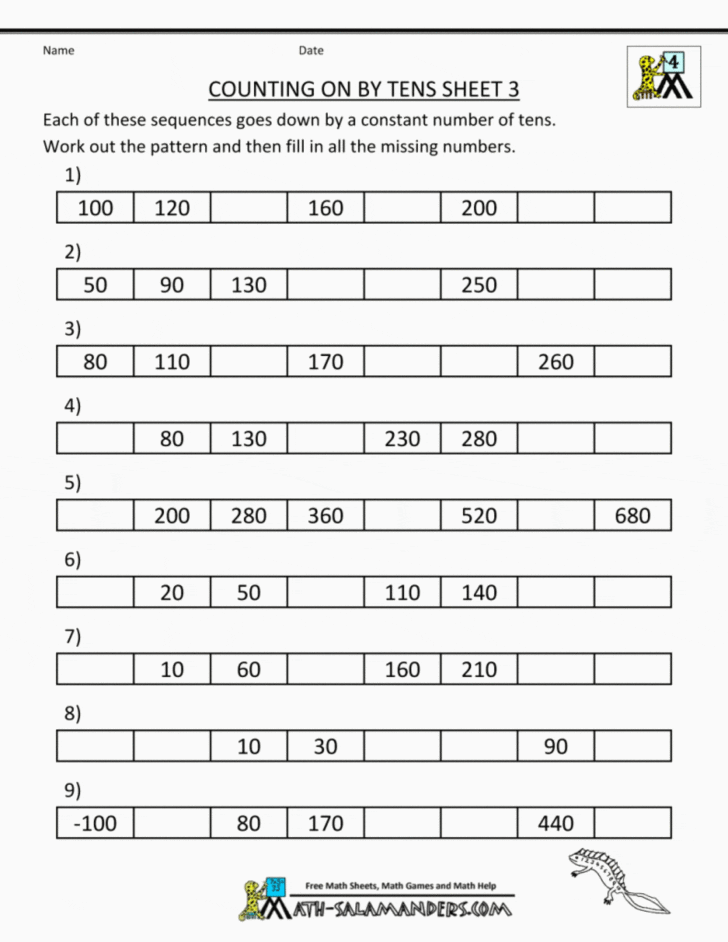 number patterns worksheets 3rd grade db excelcom