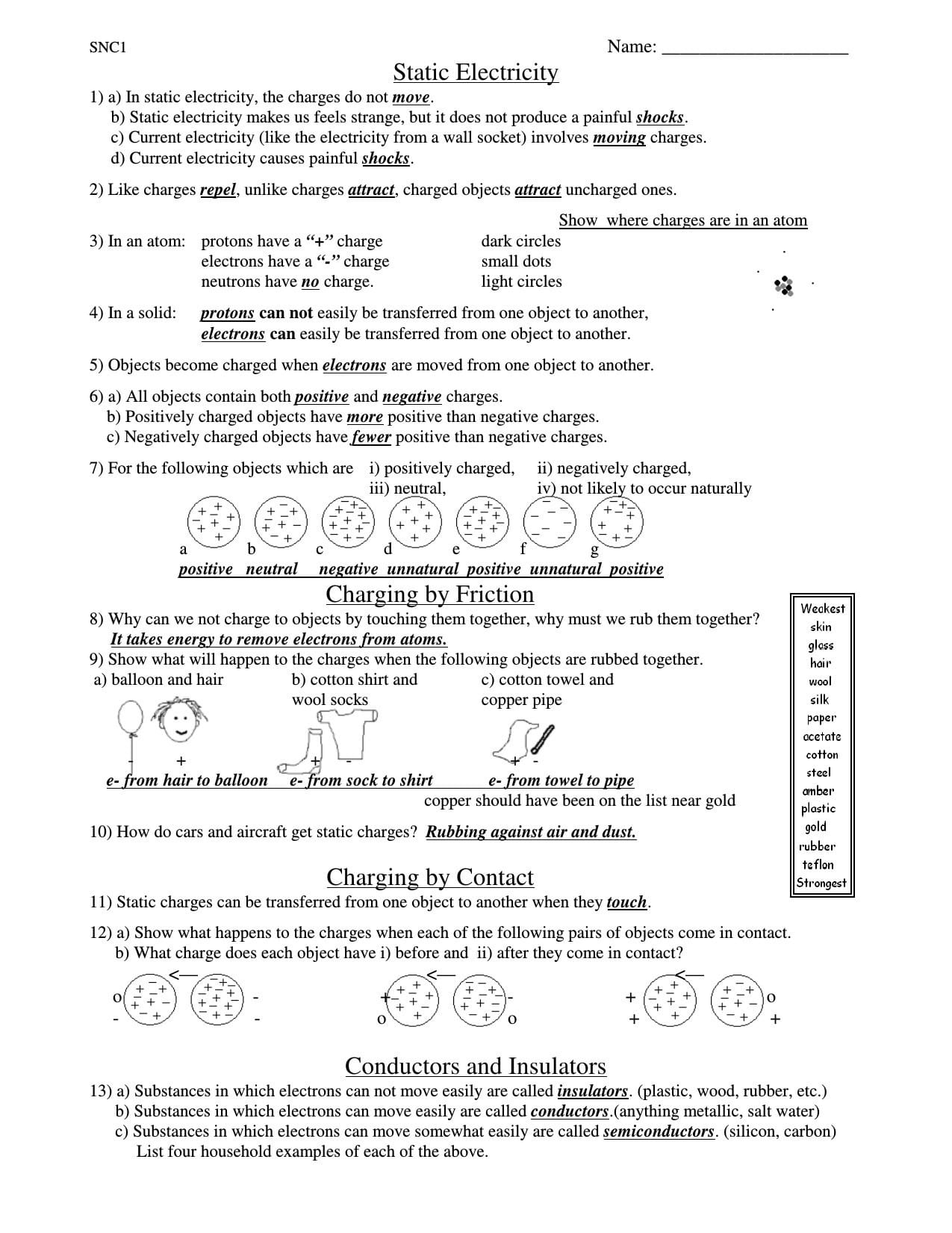 electricity worksheet answer key db excelcom