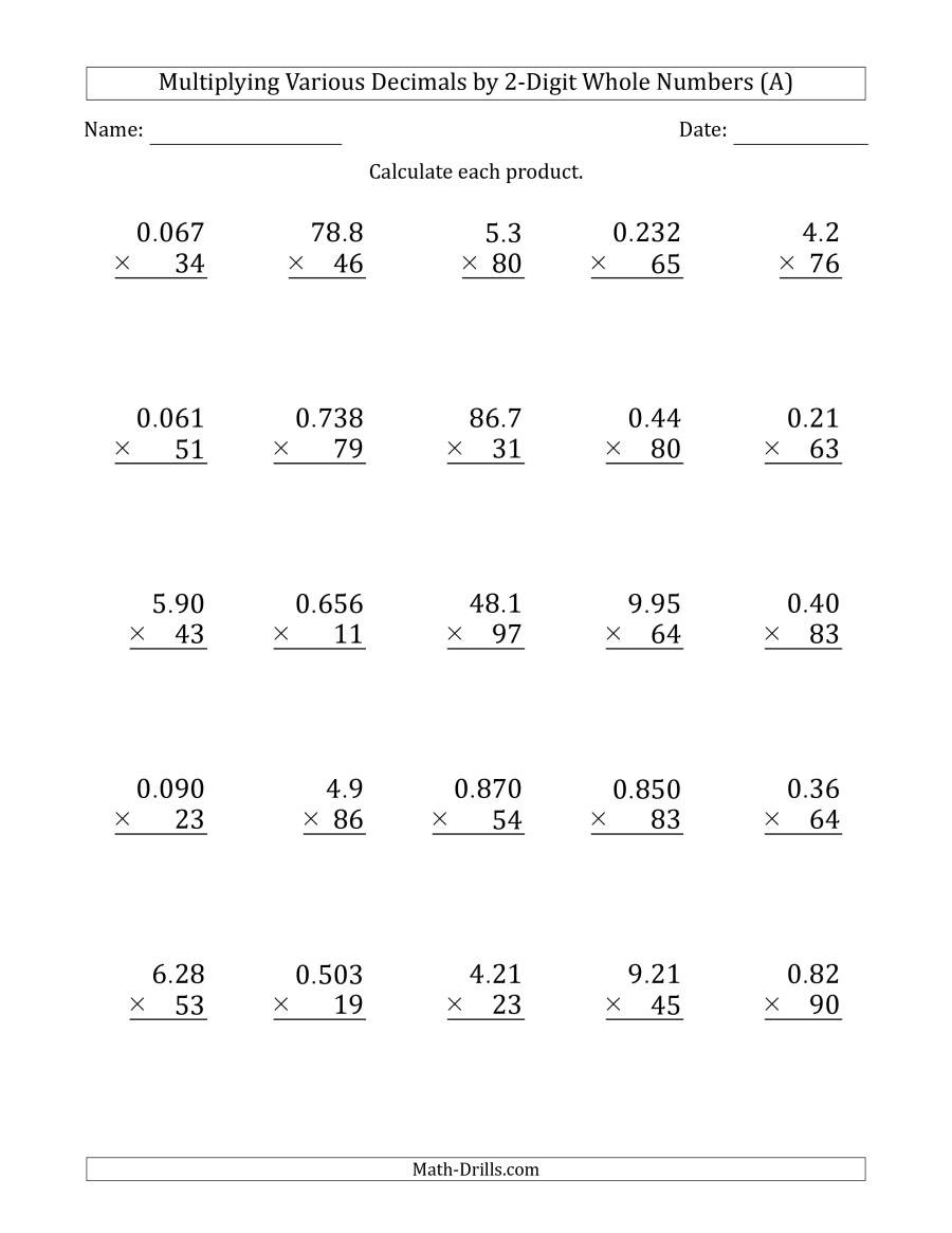 multiplying decimals by whole numbers worksheet db excelcom
