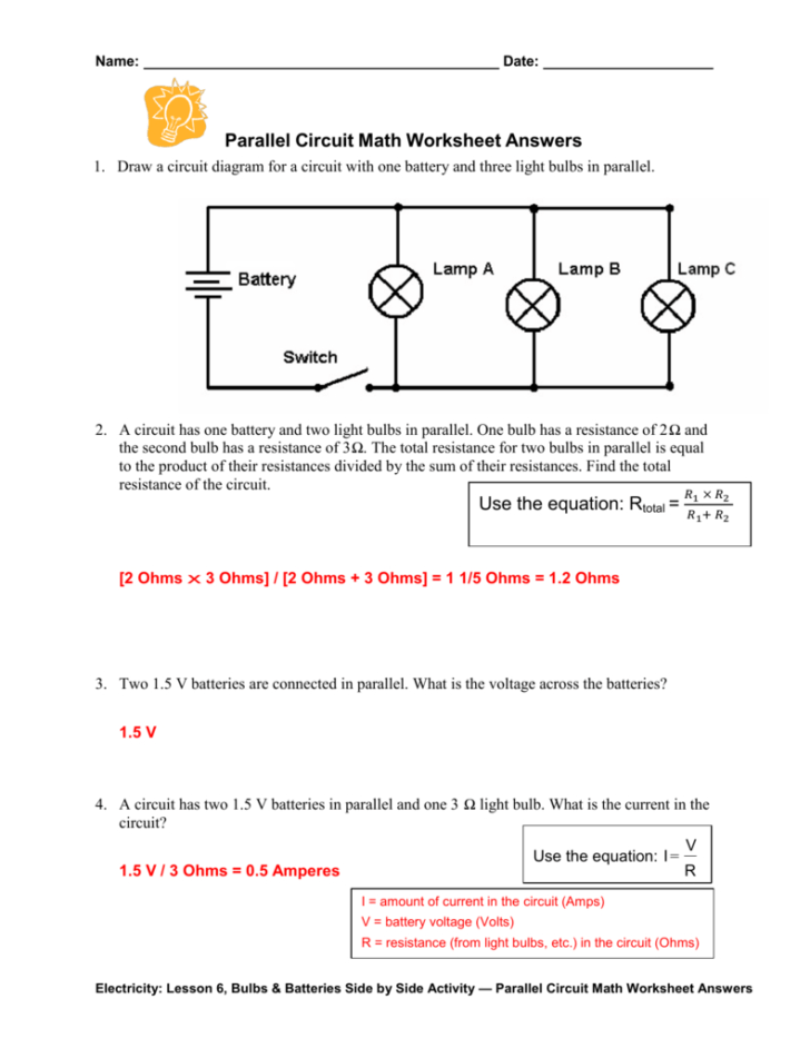 Fill out the table for the. Electric Circuits Worksheet Answer Key — db-excel.com