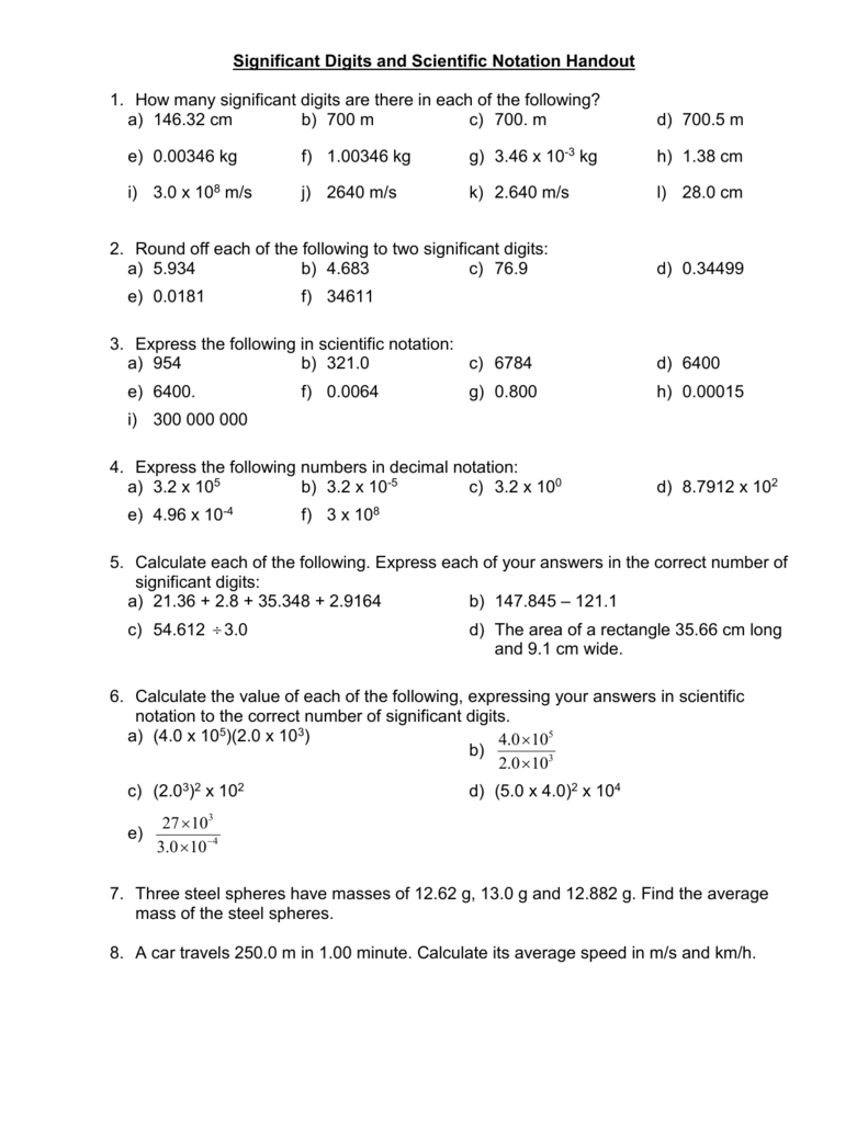 Savvas learning company (formerly pearson k12 learning) some of the . Scientific Notation And Significant Figures Worksheet