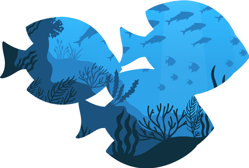 Sticker Poisson Et Fond Marin Tenstickers