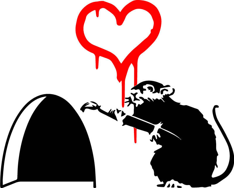 Vinilo Arte Rata Y Un Corazon Banksy Tenvinilo