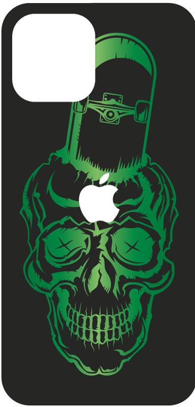 Green Skull With Skateboard Iphone Sticker - Tenstickers 800_x_384_png