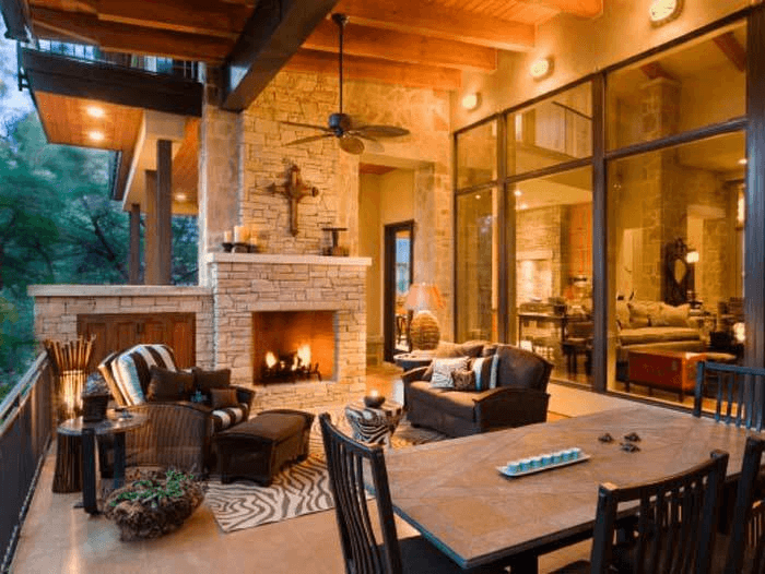 Cocinas con chimenea en ambientes rústicos y urbanos. Chimeneas