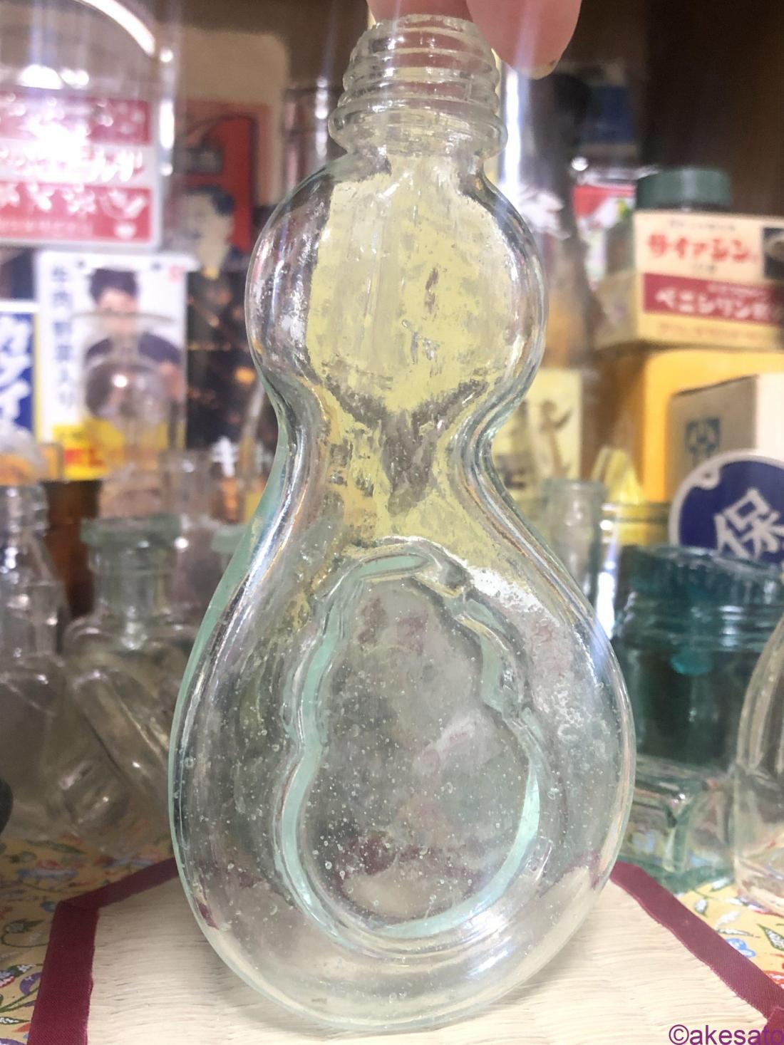 レトロ瓶 金平糖瓶 おかめ ボトルディギング】ひょうたんの形の金平糖瓶！貴重！ | レトロ