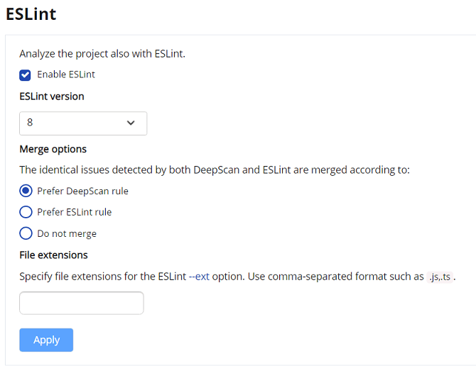 Using Eslint Deepscan