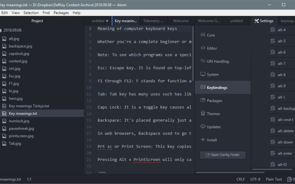Atom Windows Keyboard Shortcuts Defkey