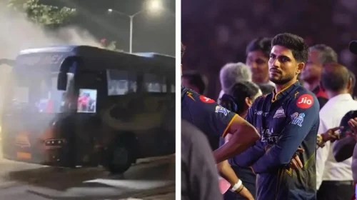 আইপিএল ফাইনাল হেরে হোটেলে ফেরার পথে গুজরাট টাইটান্সের টিম বাসে আগুন