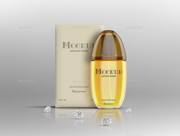 A free sample mockup of a floating perfume glass bottle. 8 Best Perfume Bottle Mockup Psd Templates Designerslib Com