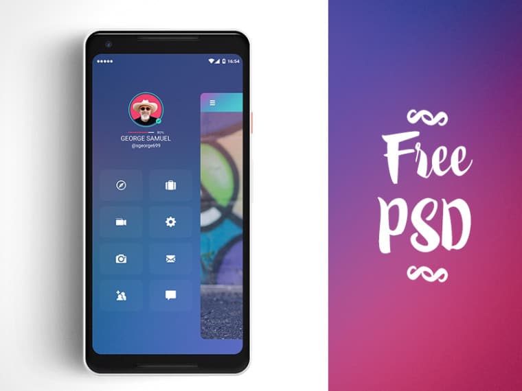 Free Mobile Phone Menu Screen Mockup in PSD DesignHooks