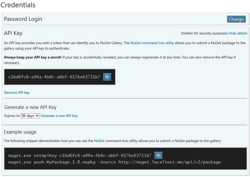 The following parameters can be specified in the body of a delete request and pertain to invalidating api keys:. Nuget Api Key Expiration The Nuget Blog