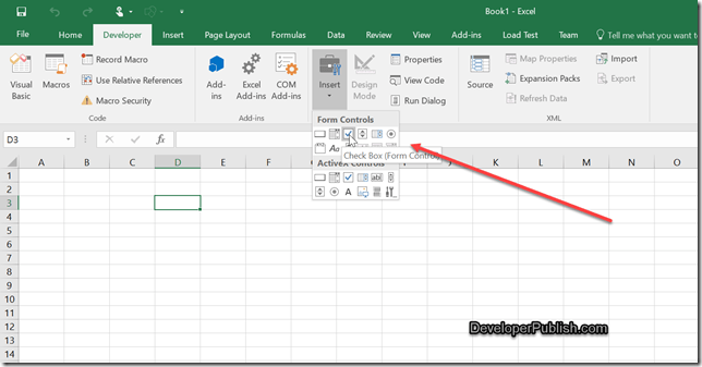 Then click on developer and then drag down . How to insert multiple checkboxes in Microsoft Excel 2016