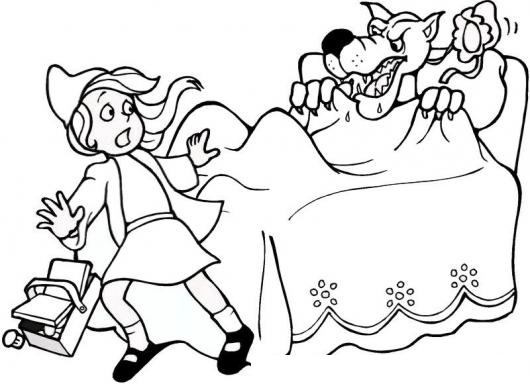 Caperucita Y El Lobo En La Cama De La Abuelita Para Pintar Y Colorear Lobo Feroz Mala Hoja Colorear Dibujos De Cholo Caperucita Y El Lobo En La Cama De