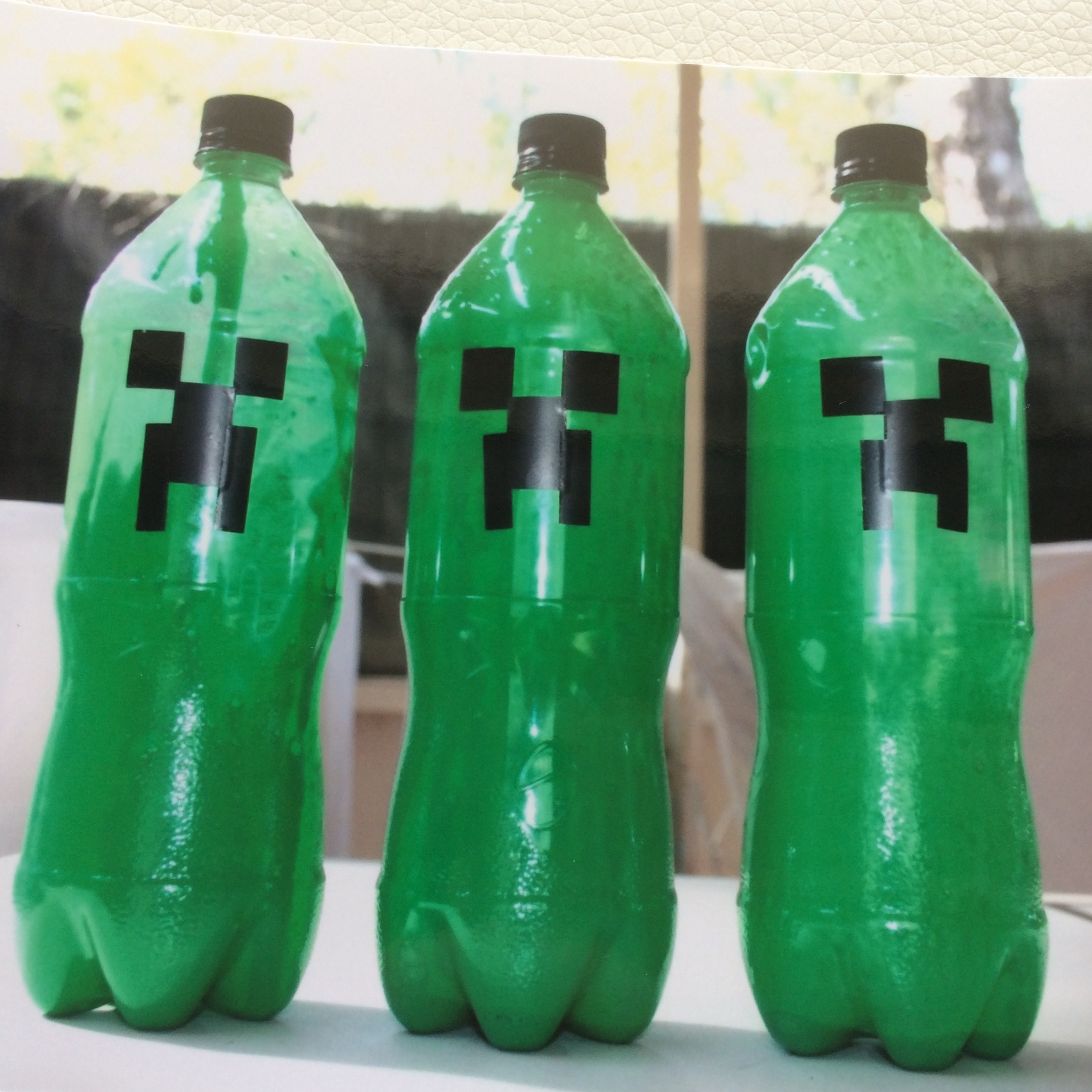 Minecraft party for kids.  Creeper bowling pins