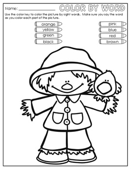(i can taste the pecan pie now) so many cute printable fall activities to employ in autumn . November Edit It Color By Sight Word Editable Printables Differentiated Kindergarten