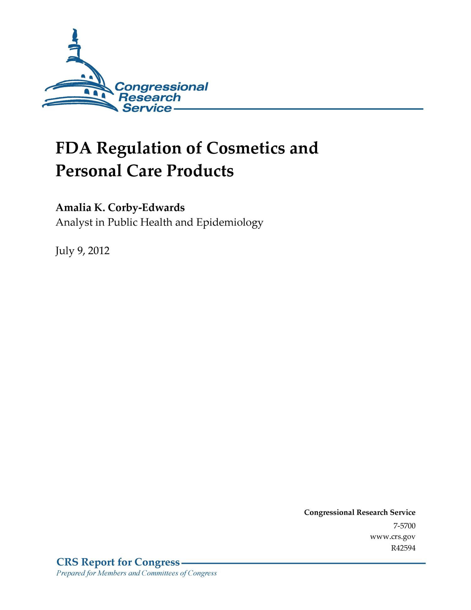 The documents listed are guidance for the cosmetics industry. Fda Regulation Of Cosmetics And Personal Care Products Unt Digital Library