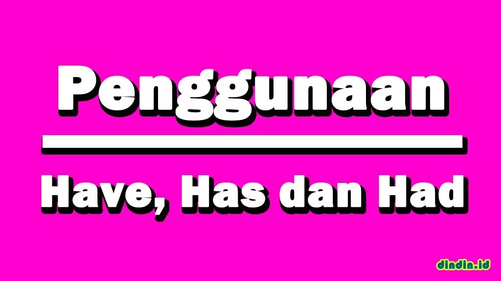 Penggunaan Have, Has Dan Had | Dindin.id