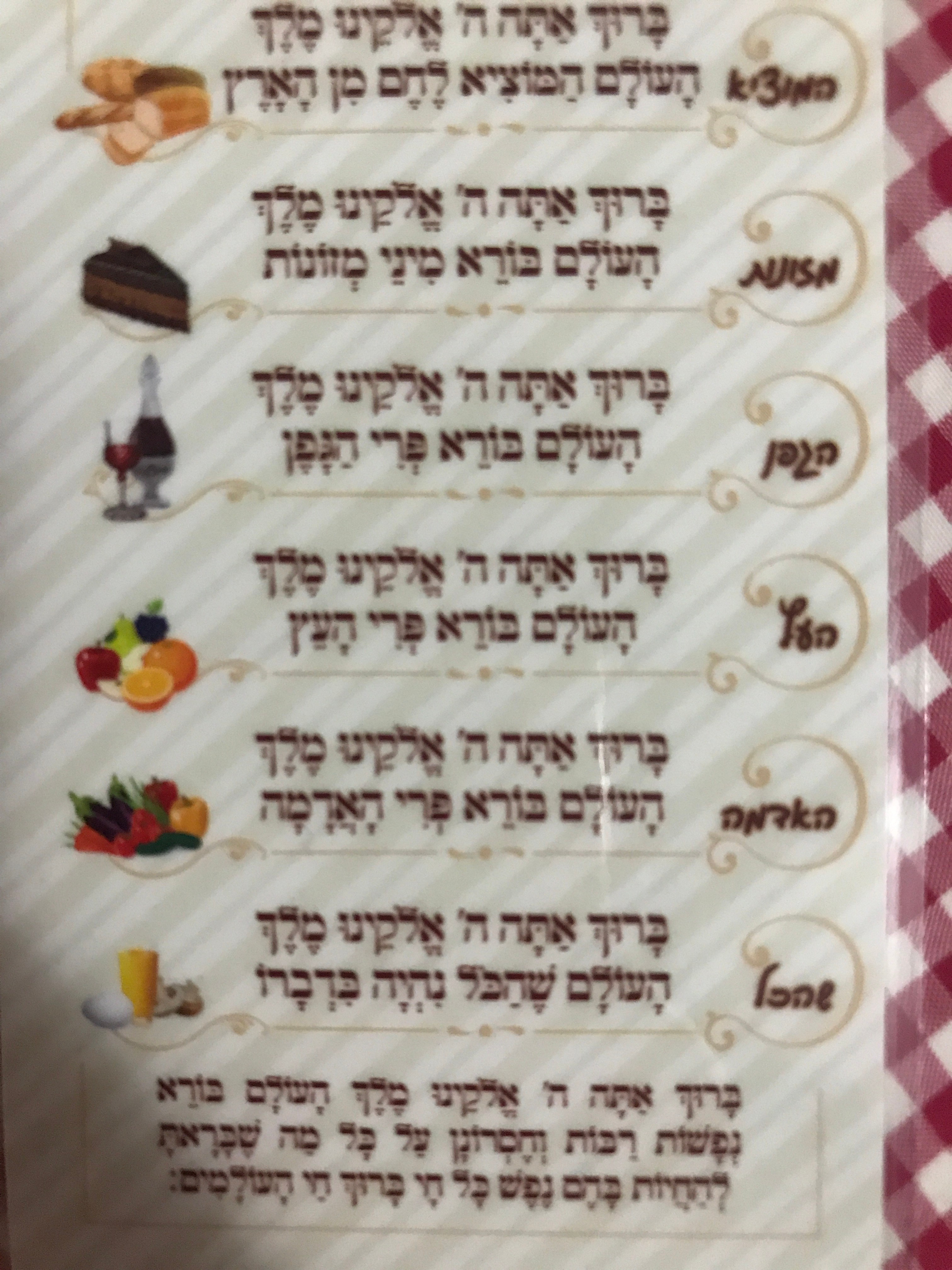 This gemach is offering tehillim cards for special occasions. Blessings (brachot) - Food bracha card define: - Din - Ask the Rabbi