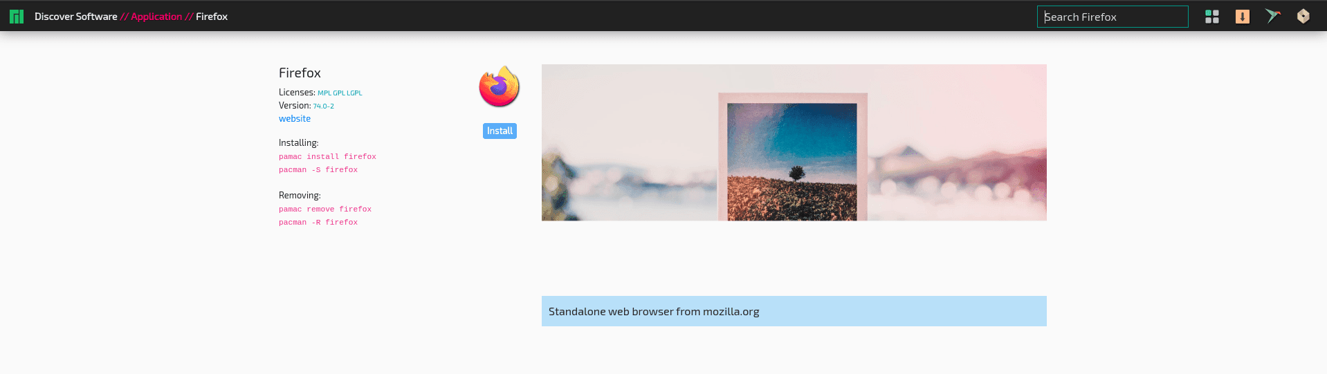 manjaro-application-discovery-individual-app-page