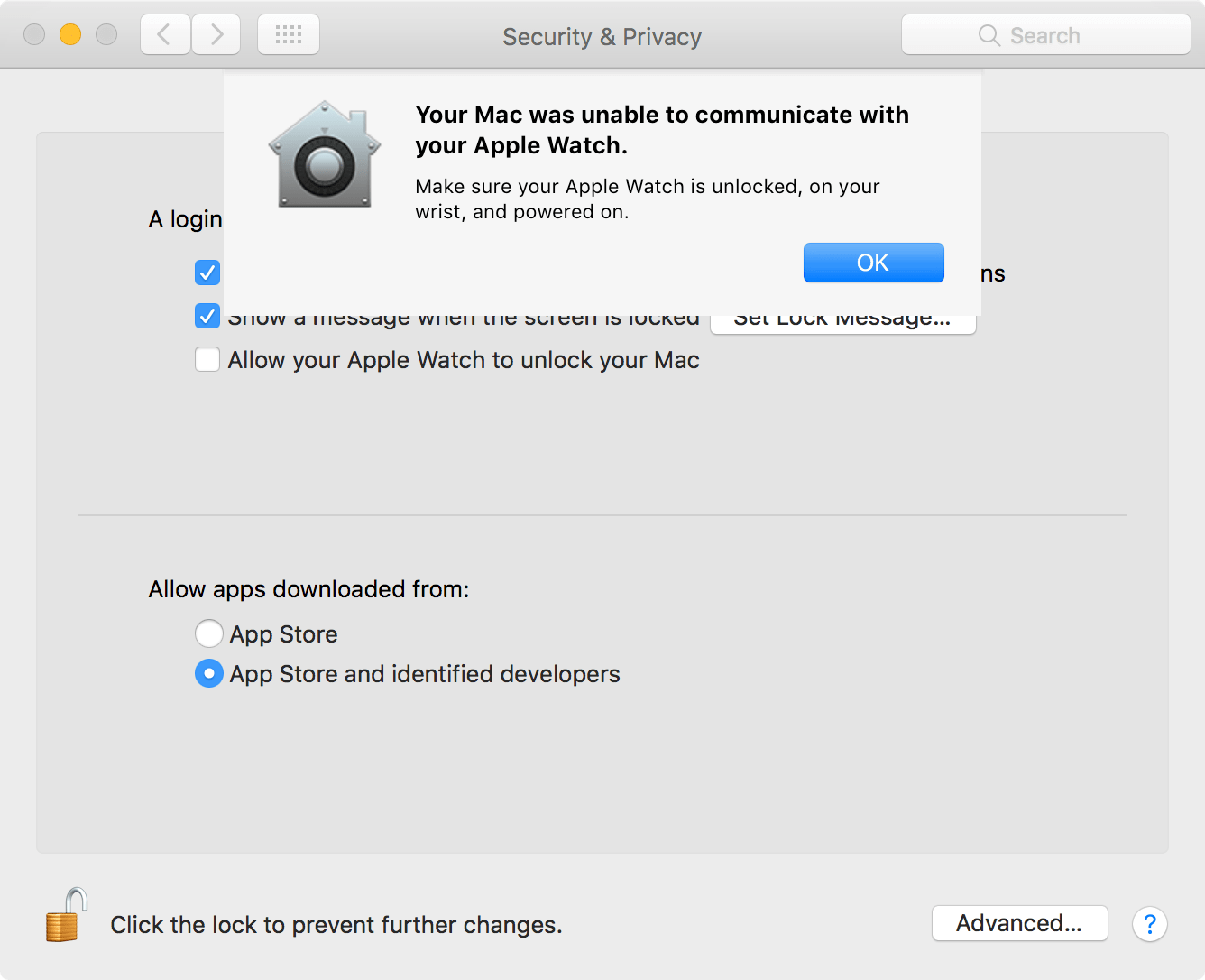 On the imac, going to system preferences / security & privacy and then selecting the allow your apple watch to unlock your mac yields a . Your Apple Watch Must Be Signed In To Icl Apple Community