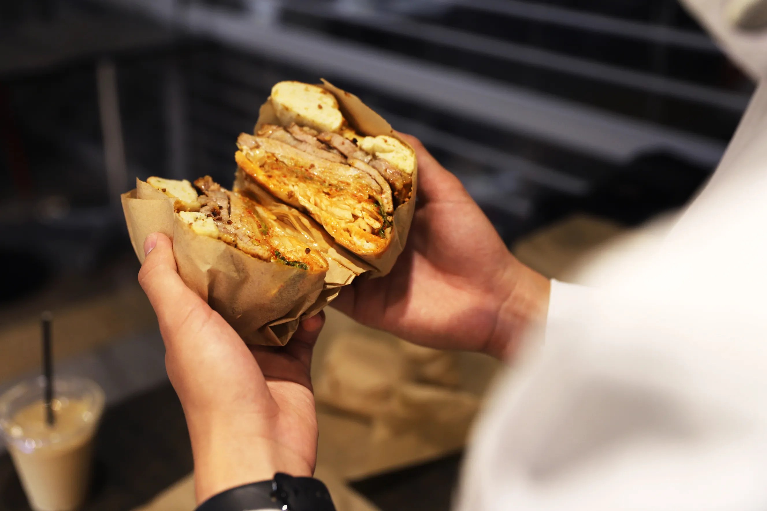 Bossam Korean inspired bagel at Two Men Bagel House