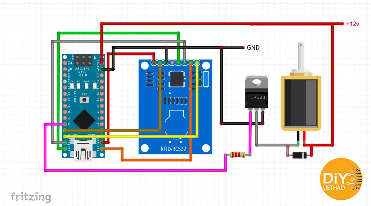 RFID Lock using Arduino nano by diyusthad.com