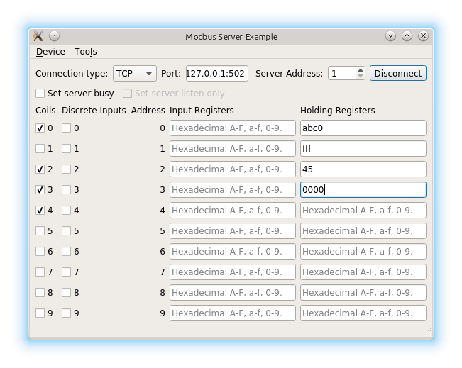 Modbus Slave Example Qt Serial Bus 5 15 7