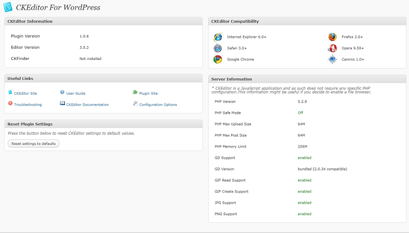 Para optimizar el rendimiento y la seguridad de tu tienda en woocommerce, debes ejecutar las versiones mínimas compatibles de php y wordpress. Ckeditor 3 X Howto Wordpress Installation Cksource Docs