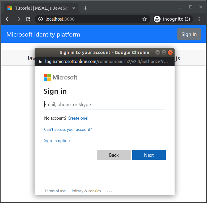 Contoh soal ungkapan meminta informasi tentang jati diri. Tutorial Create A Javascript Single Page App That Uses Auth Code Flow Microsoft Identity Platform Microsoft Docs