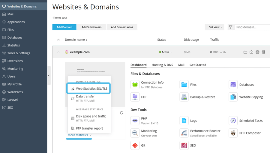 Mais cela peut également vous . Consulter Les Statistiques Plesk Obsidian Documentation