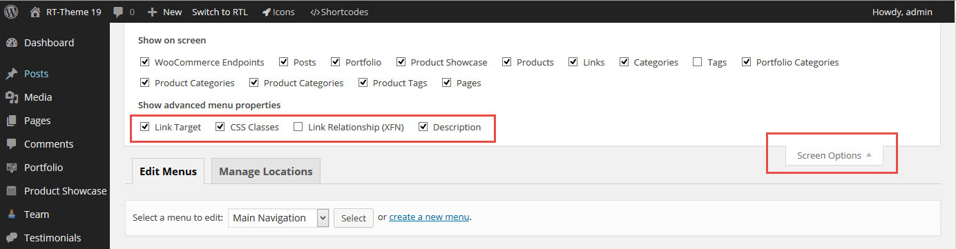 So we are updating our navigation look and feel on our wordpress website. Navigation Settings Rt Theme Documents