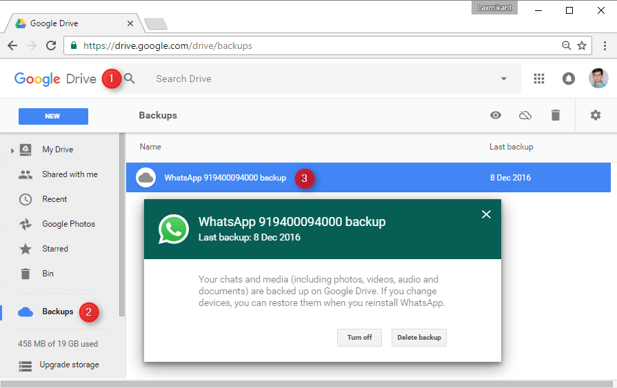 Either allow your device to use geolocation or type add. WhatsApp Backup path in Google Drive - DoubtSolver