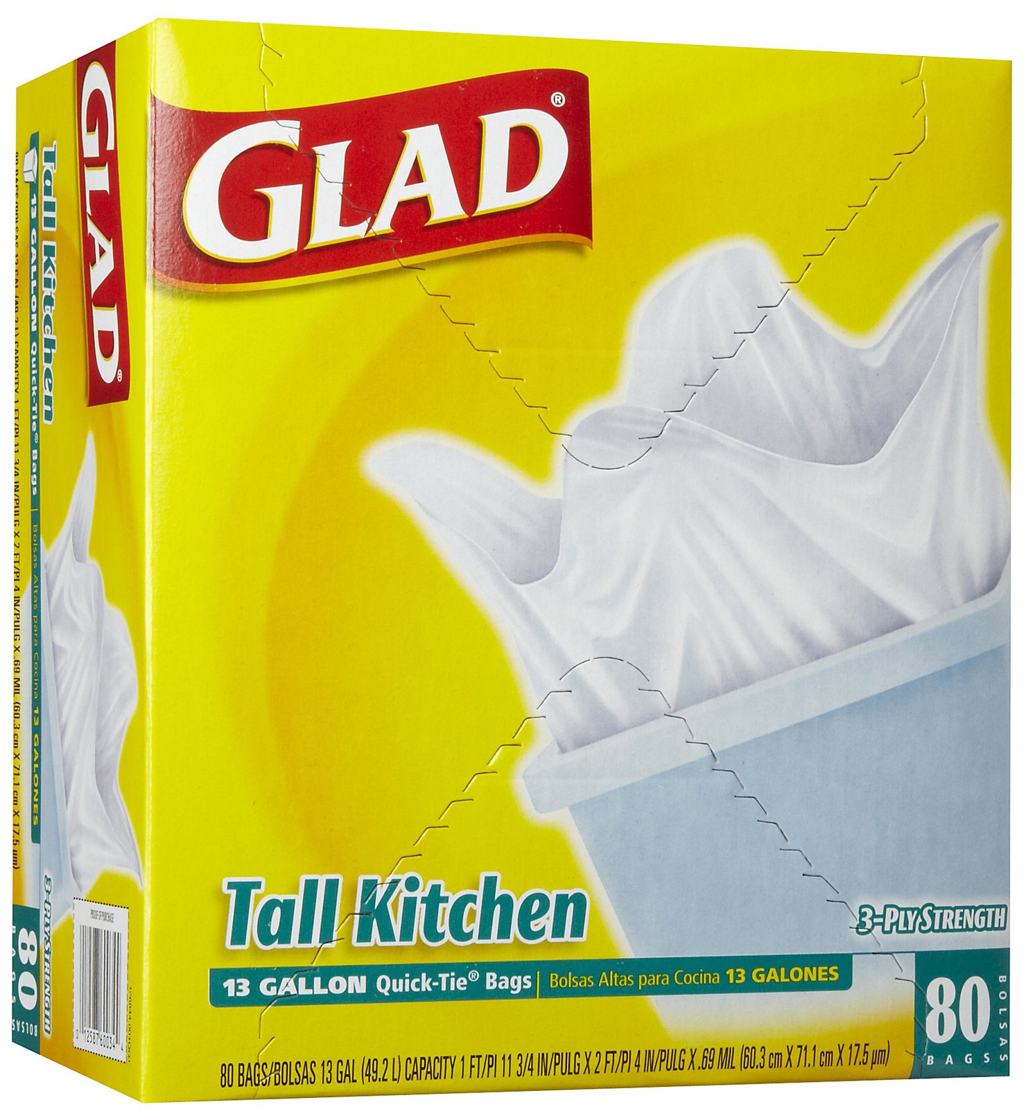Choose from same day delivery, drive up or order . Glad 13 Gallon White Flap Tie Trash Bag 4/80 Case - Dovs