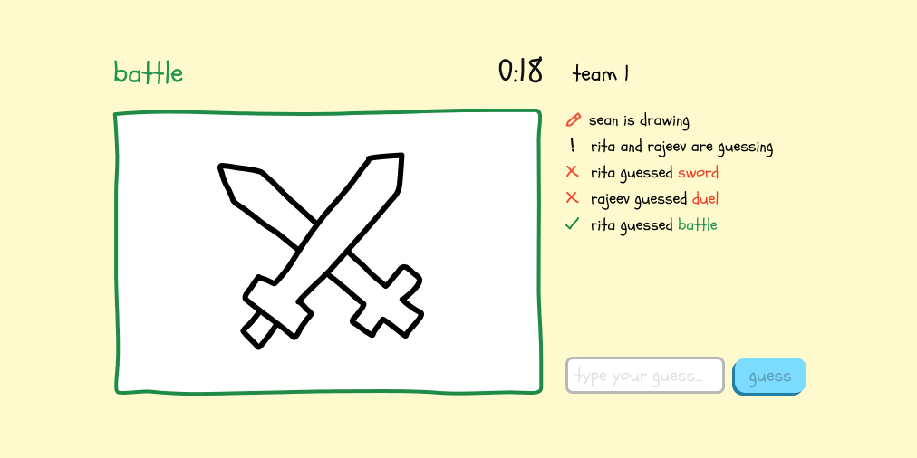 Draw and guess the words as fast as you can! Draw Battle A Competitive Team Drawing Game