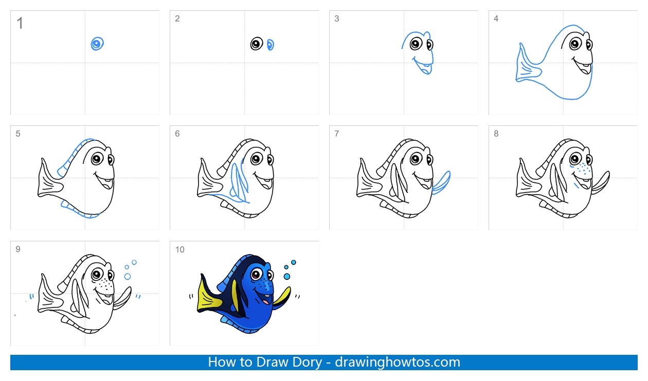 Draw a curved line on each end of . How To Draw Dory Finding Nemo Step By Step Easy Drawing Guides Drawing Howtos