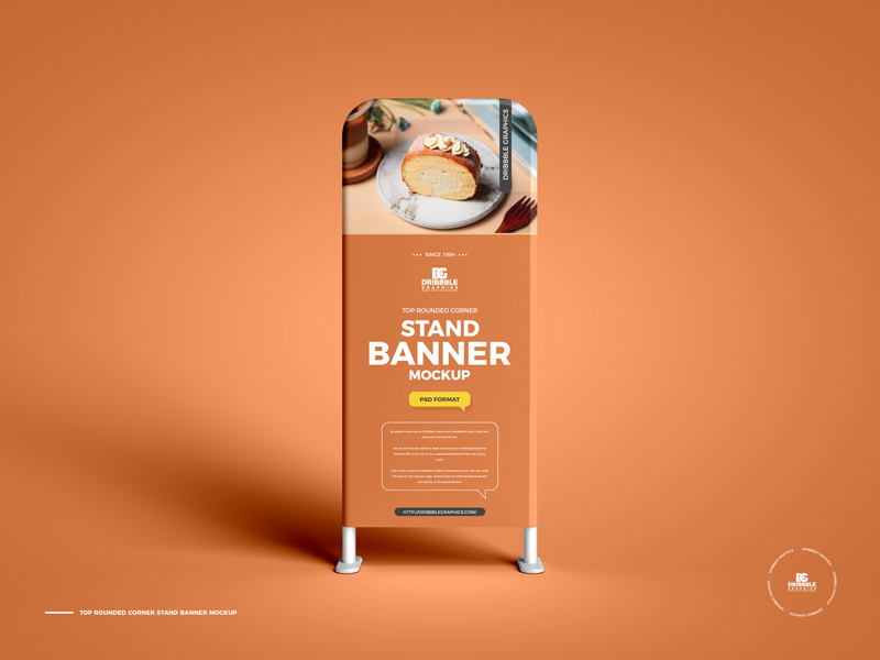 Free for both personal and commercial purposes. Free Top Rounded Corner Stand Banner Mockup Dribbble Graphics