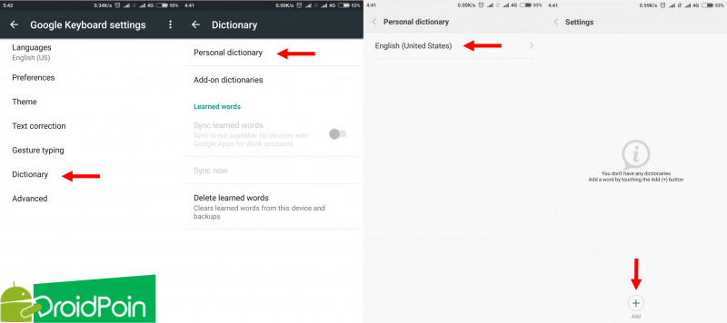 Gulir ke bawah dan pilih pengaturan. Cara Menggunakan AutoText di Android | DroidPoin