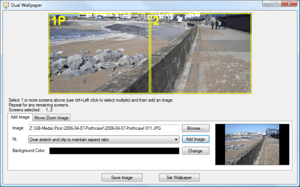 You may notice that the image fills each of the monitors you have. Dual Monitor Tools Dual Wallpaper