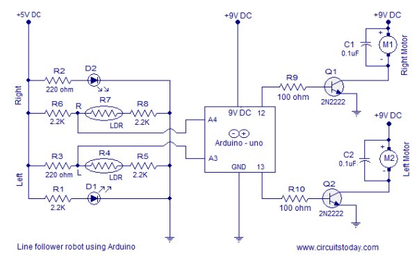 Arduino Line Follower Robot Code And Circuit Diagram
