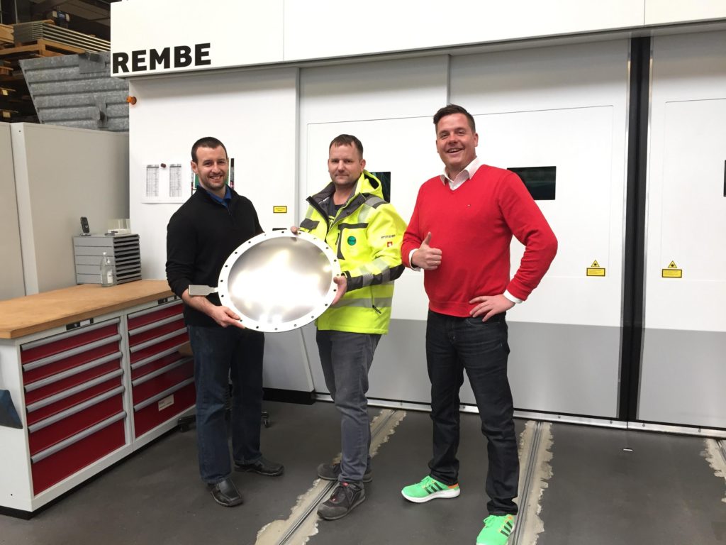 REMBE® production facility. From left to right: Me, Volker Henke - Team Leader Production Explosion Safety, Dr.-Ing. Johannes Lottermann - Director Explosion Safety | DustSafetyScience.com