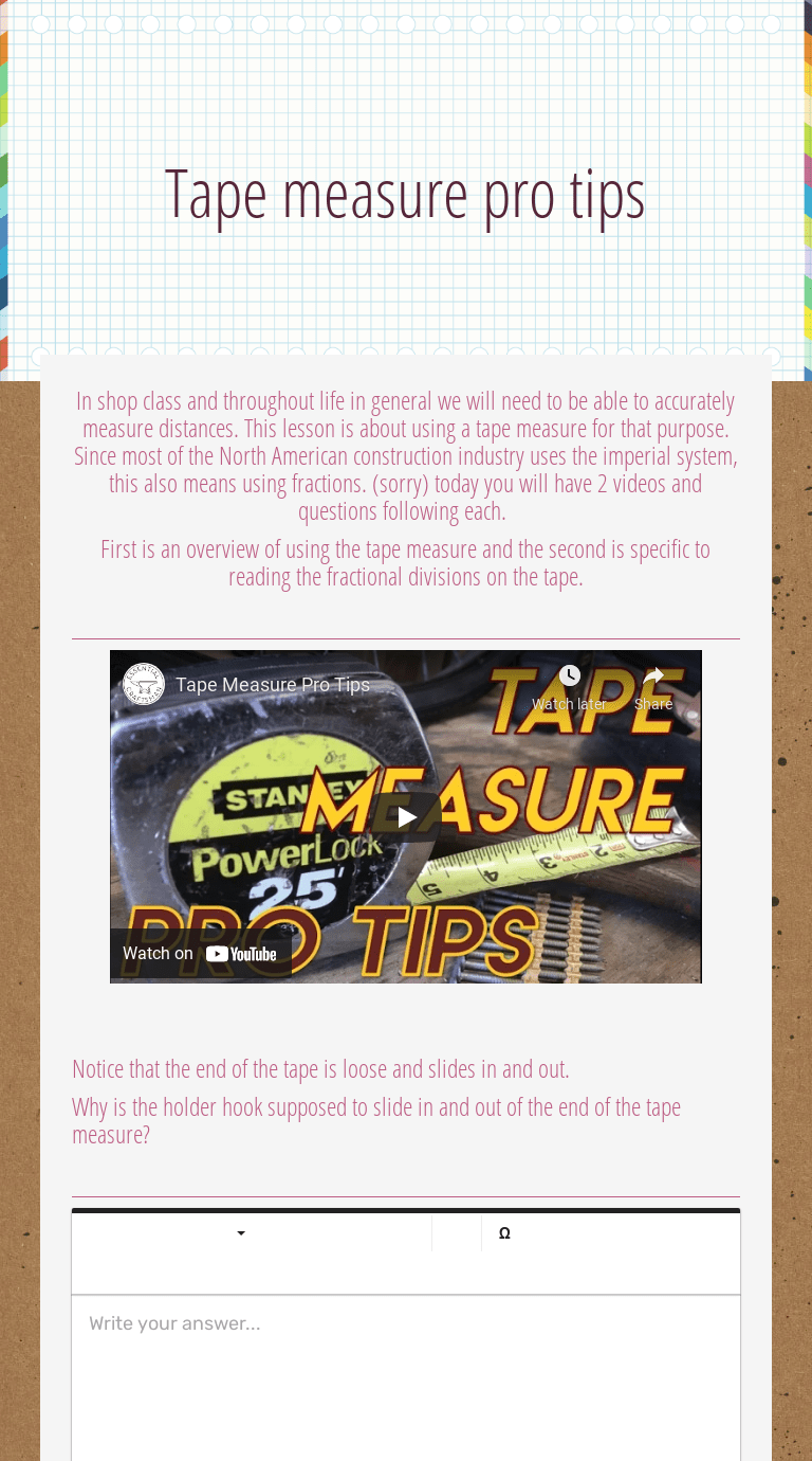 This seems simple but someone may find it useful. Tape Measure Pro Tips Interactive Worksheet By Ralph Crawford Wizer Me