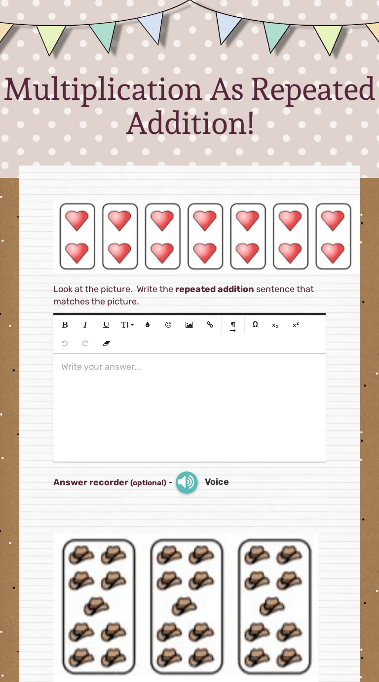multiplication as repeated addition interactive worksheet by courtney hook wizer me