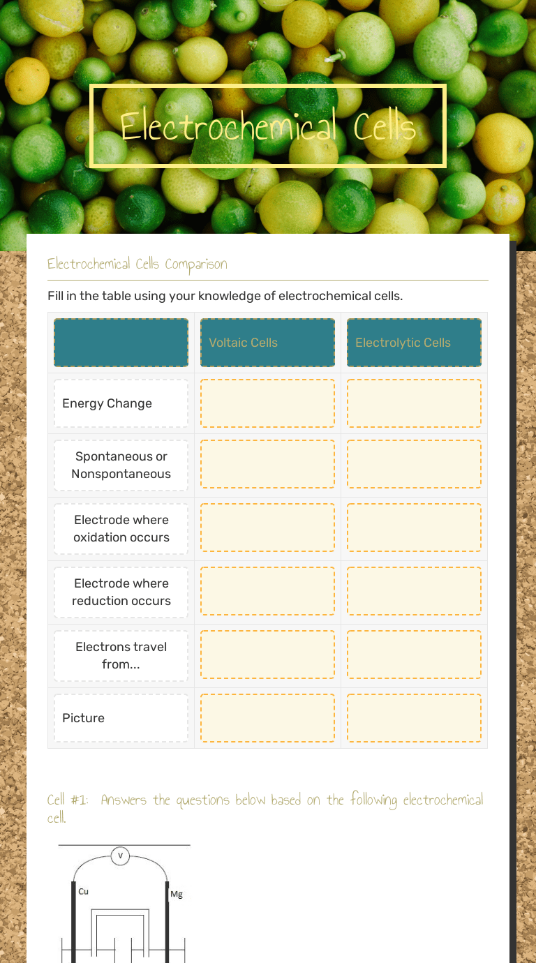 If you've already completed main idea worksheet 1, then take a peek here to see the answers. Electrochemical Cells Interactive Worksheet By Rick Hepler Wizer Me