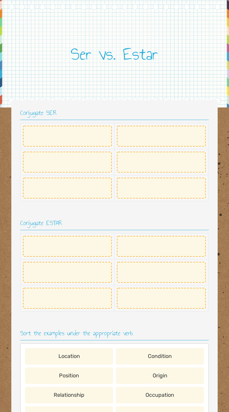 Ser y estar exercises with answers. Ser Vs Estar Interactive Worksheet By Sarah Jones Wizer Me