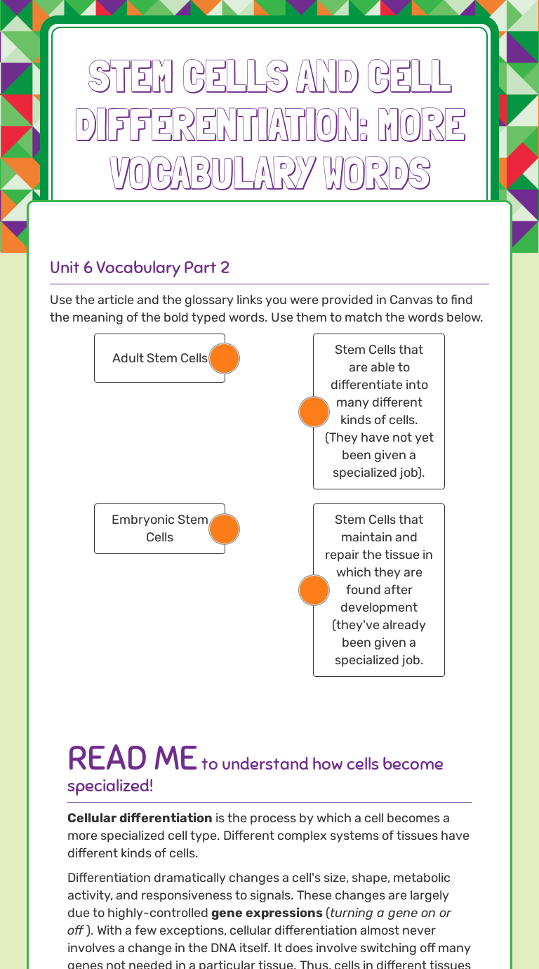 With the help of a simple function, excel's conditional formatting feature can save you time and effort. Stem Cells And Cell Differentiation More Vocabulary Words Interactive Worksheet By Alissa Burse Wizer Me